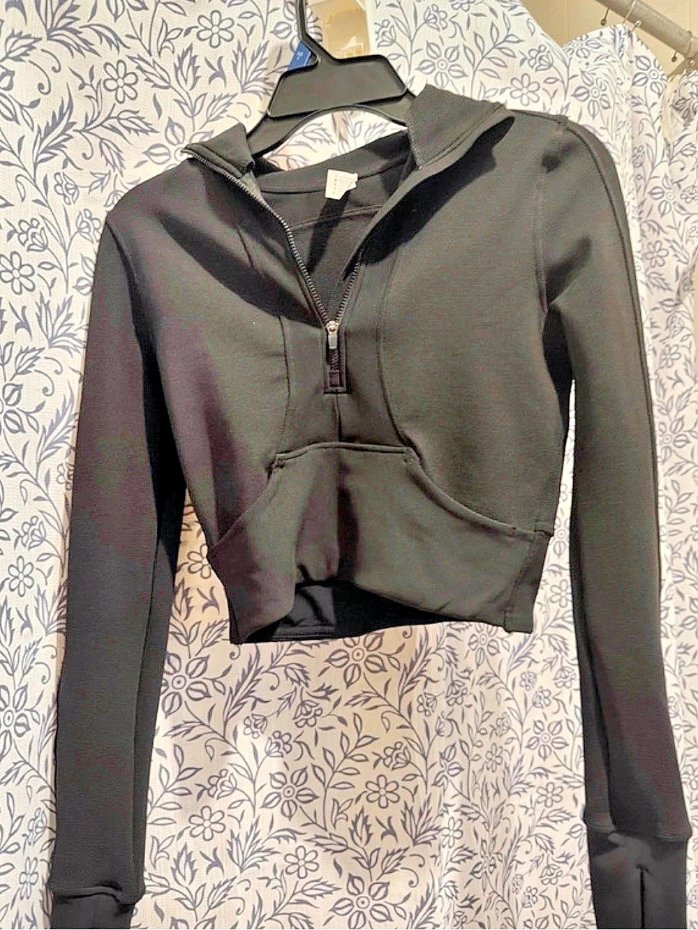 Black Half-Zip Cropped Hoodie